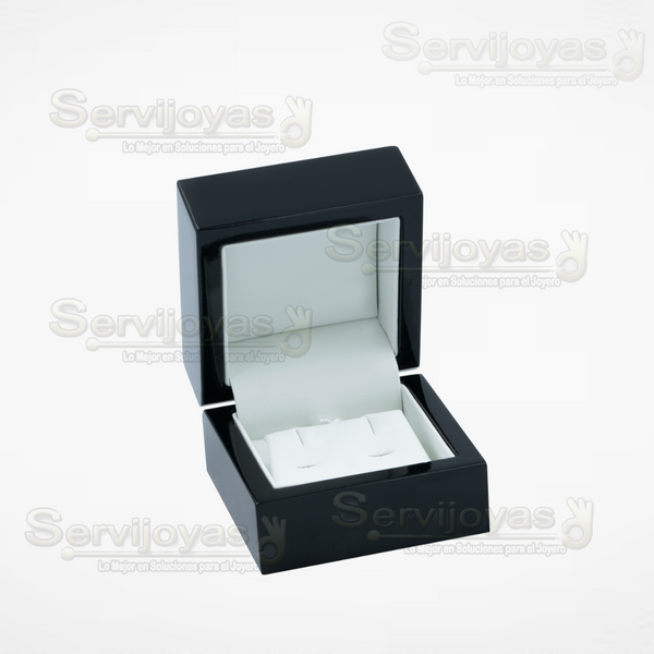 Estuche de Madera Black Negro para Arete Chico Medidas: 6x6x4.5cm 4522.BK