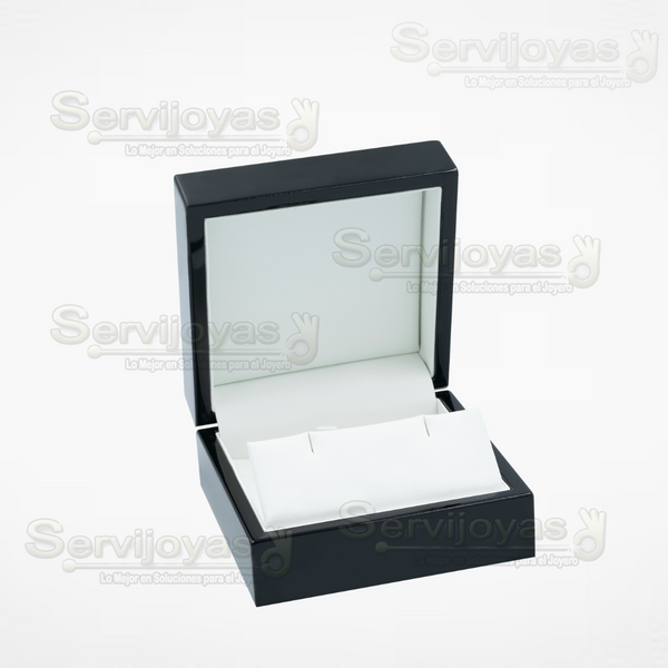 Estuche de Madera Black Negro para Arete Grande Medidas: 10x10x5cm 4525.BK