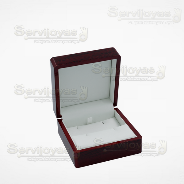 Estuche de Madera Rosewood Rojo para Arete Grande Medidas: 10x10x5cm 4525.RD