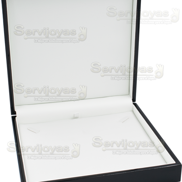 Estuche de Madera Black Negro para Collar Grande Medidas: 20x20x5cm 4530.BK