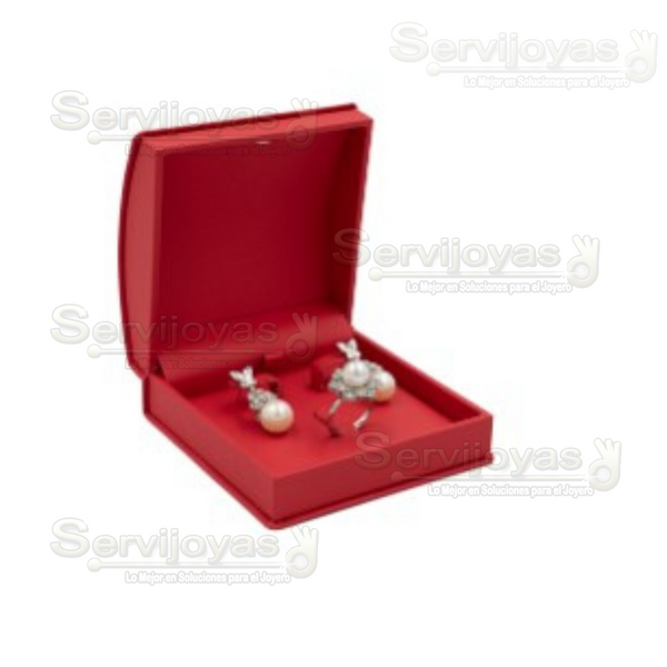 Estuche Topacio Rojo para Juego Medidas: 10.6x10.6x4.9cm 4557.RD