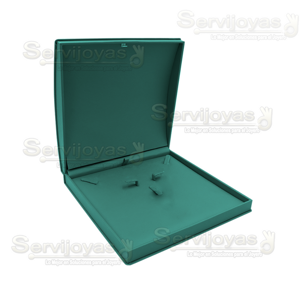 Estuche Jade Verde Esmeralda para Collar con Arete Medidas: 21x21x5.3cm 4561.ES