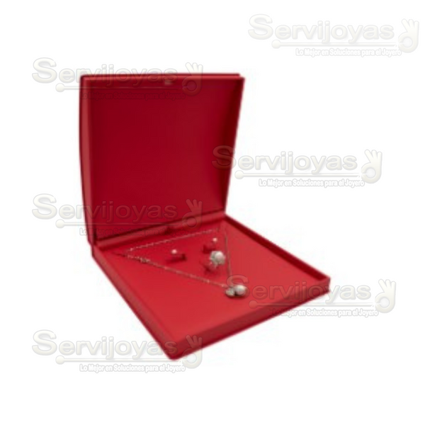Estuche Topacio Rojo para Collar Aretes y Anillo Medidas: 21x21x5.3cm 4561.RD