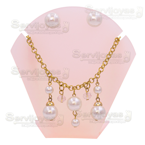 Exhibidor Acrílico Rosa para Juego: Cadena con Dije y Aretes Medidas: 11.2x4.7x11.9cm 5328.PK