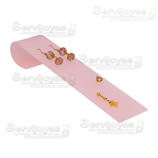 Exhibidor Acrílico Rosa Rampa para Broqueles Medidas: 20x3.8x3.4cm 5350.PK