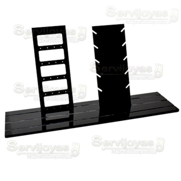 Exhibidor Acrílico Negro Base Ranurada para Exhibidor Configurable Medidas: 10.7x40x10.7cm 5399.BK
