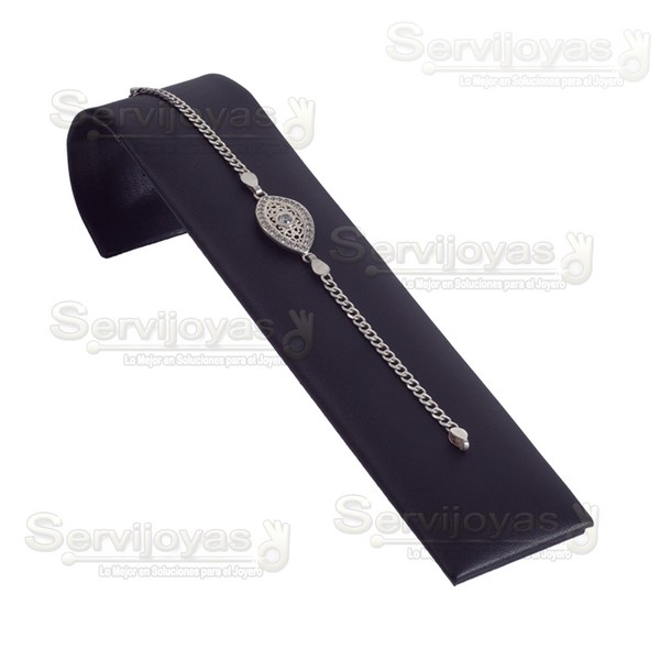 Exhibidor Imitación Piel Negro Rampa para Pulsera Medidas: 4x21x3.5cm 5901.BK