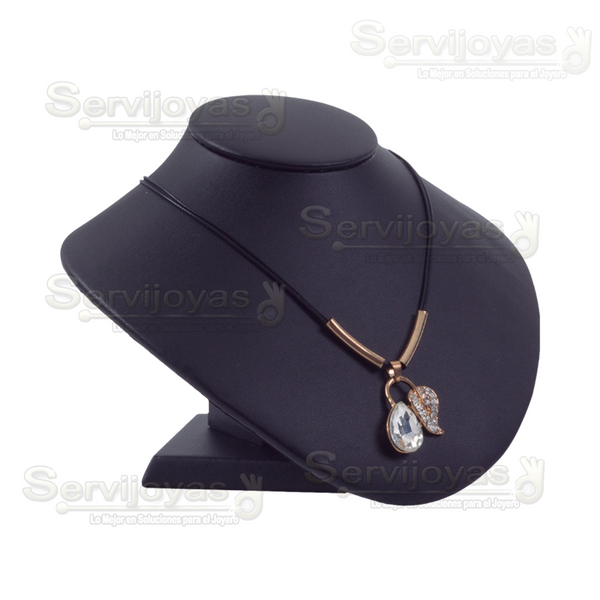 Exhibidor Imitación Piel Negro Cuello Normal para Collar Medidas: 18x14x13.3cm 5928.BK