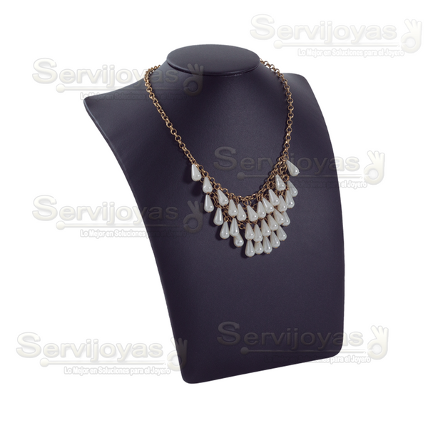 Exhibidor Imitación Piel Negro Cuello Elegante Mediano para Collar Medidas: 21x14x26cm 5987.BK