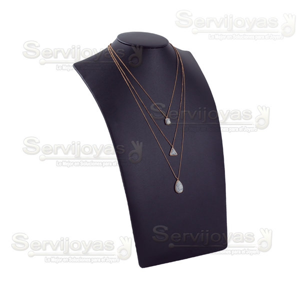 Exhibidor Imitación Piel Negro Cuello Elegante Grande para Collar Medidas: 25x14.5x38cm 5988.BK