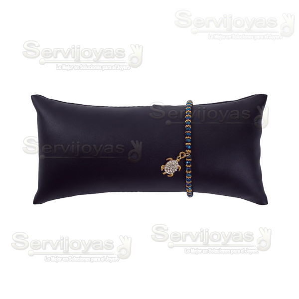 Exhibidor Imitación Piel Negro Almohada Doble para Reloj, Brazalete o Pulsera Medidas: 17x8x5cm 6014.BK