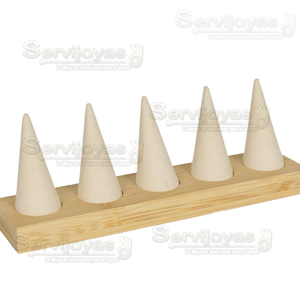 Exhibidor de Madera Beige Natura para 5 Anillos Medidas: 21.5x5x7.5cm 6108.BG