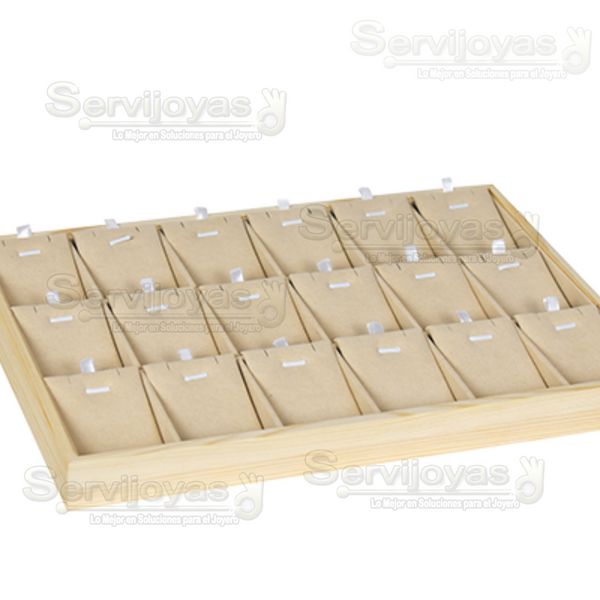 Exhibidor de Madera Beige Natura Charola para Aretes o Dijes Medidas: 35x24x3cm 6110.BG