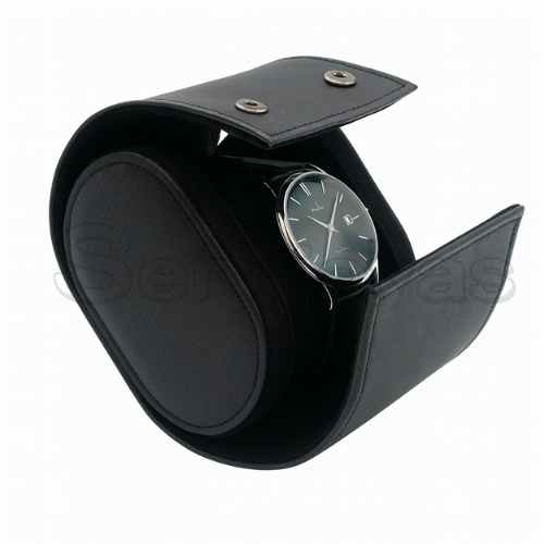 Estuche de Imitación Piel Para 1 Reloj - Negro 6465.BK