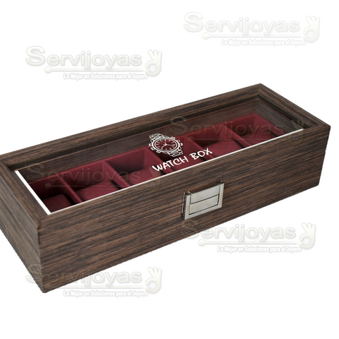 ESTUCHE DE MADERA PARA 6 RELOJES CON VENTANA 6467.RD