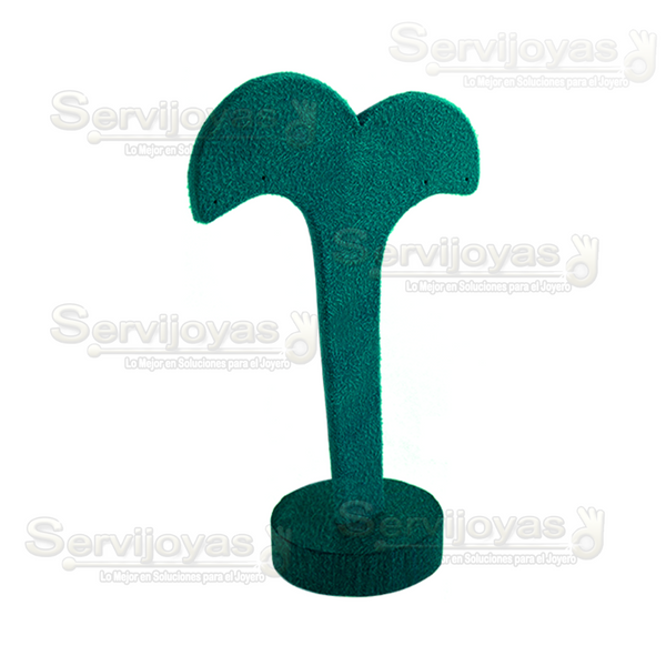 Exhibidor Esmeralda Verde Palmera para Aretes Medidas: 9x4.5x14cm 6819.ES