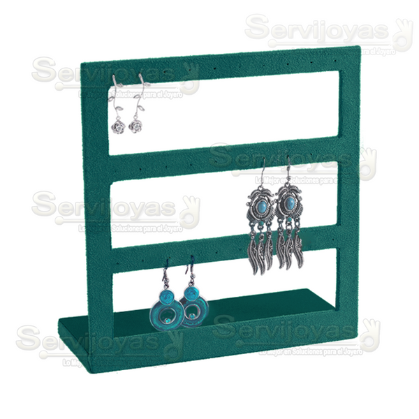 Exhibidor Esmeralda Verde 3 Niveles para Aretes Medidas: 18.2x8.2x19.4cm 6898.ES