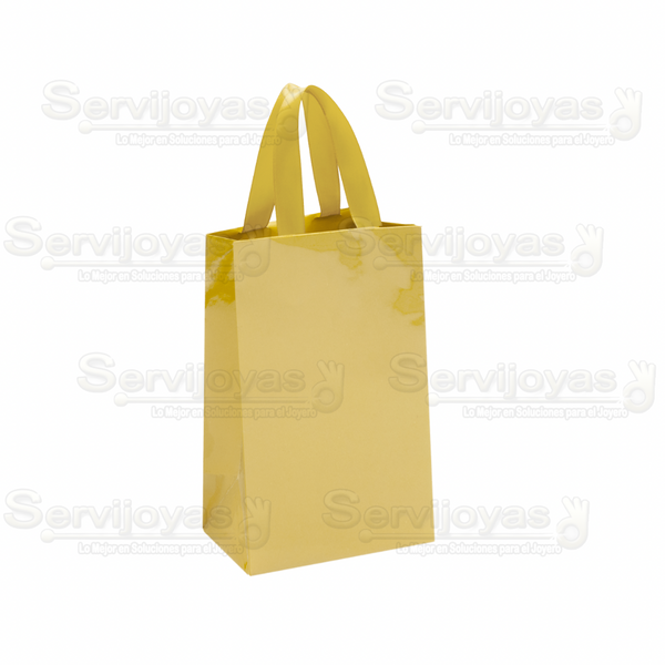 BOLSA DE PAPEL BRILLANTE JUMBO CON LISTÓN -DORADO Medidas: 33x13x40cm 2916.GD