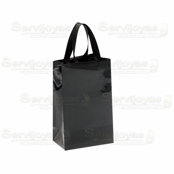 BOLSA DE PAPEL BRILLANTE JUMBO CON LISTÓN -NEGRO Medidas: 33x13x40cm 2916.BK