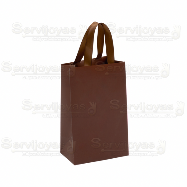 BOLSA DE PAPEL MATE JUMBO CON LISTÓN -CAFÉ Medidas: 33x13x40cm 2816.BR