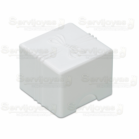 Caja Plastico Anillo Grande Con Moño Inserto Blanco (paq 50 pzas) 1207