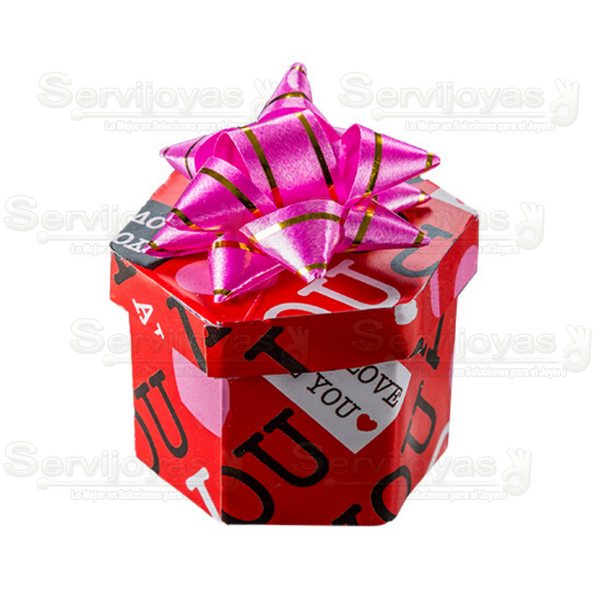 Caja Estampada Moño Grande Anillo (caja 48 pzs) Medidas: 4.7x5x5cm 1301