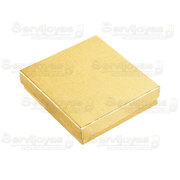 Caja De Cartón Glam Cuadrada Para Juego Grande: Arete, Cadena Con Dije Dorada Medidas: 10.2x9.2x2.5cm 1403.GD