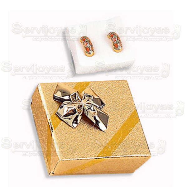 Caja Ribbon Arete Chico Dorada Medidas: 4.8x4.4x2.3cm 1802.GD