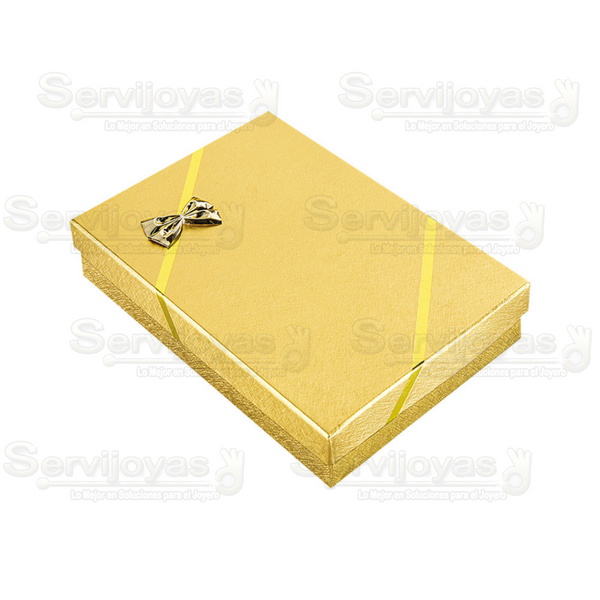 Caja Ribbon Collar Dorada Medidas: 12.7x18.4x3.6cm 1806.GD