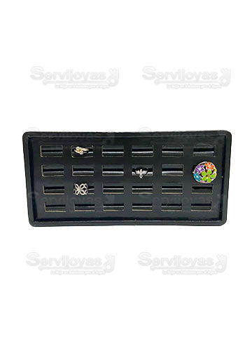 Exhibidor Nacional Vinipiel Negro Base 24 Anillos 201N