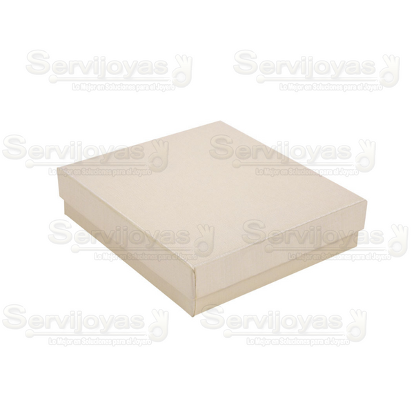Caja Cuadrada para Juego Grande Lino Crema Medidas: 10.2x9.2x2.5cm 1493.CR