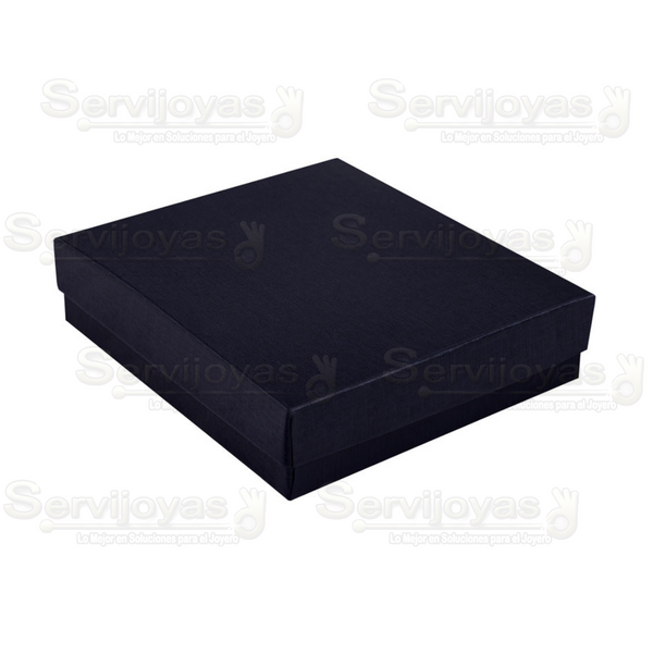 Caja para Collar Lino Azul Marino Medidas: 15x18.6x3cm 1495.NB