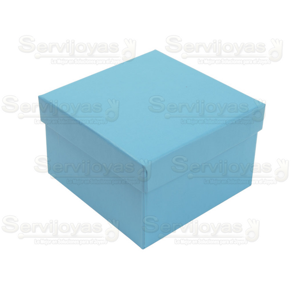 Caja Cuadrada Alta para Brazalete o Reloj Lino Azul Claro Medidas: 8.5x8.5x5.5cm 1496.LB