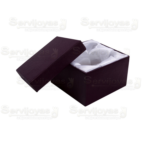 Caja Cuadrada Alta para Brazalete o Reloj Lino Morada Medidas: 8.5x8.5x5.5cm 1496.PL