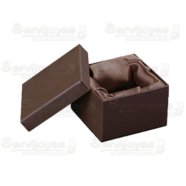 Caja Cuadrada Alta para Brazalete o Reloj Lino Cafe Medidas: 8.5x8.5x5.5cm 1496.BR