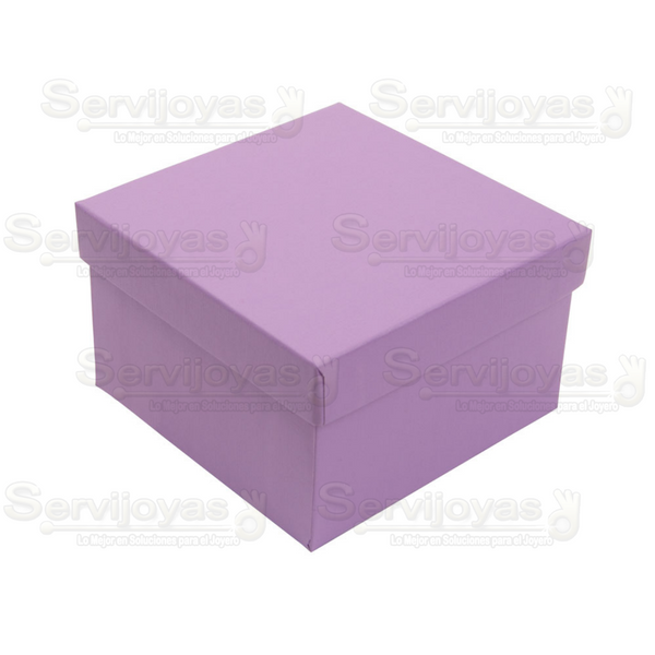 Caja Cuadrada Alta para Brazalete o Reloj Lino Violeta Medidas: 8.5x8.5x5.5cm 1496.VT