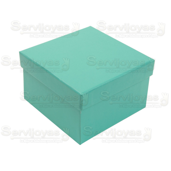 Caja Cuadrada Alta para Brazalete o Reloj Lino Aqua Medidas: 8.5x8.5x5.5cm 1496.AQ