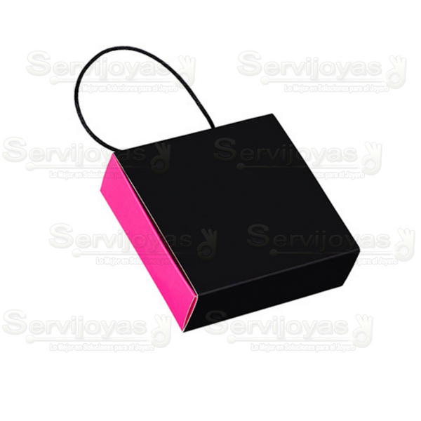 Caja Paris Mediana Negro con Rosa Medidas: 9x9x3cm 1181.PK