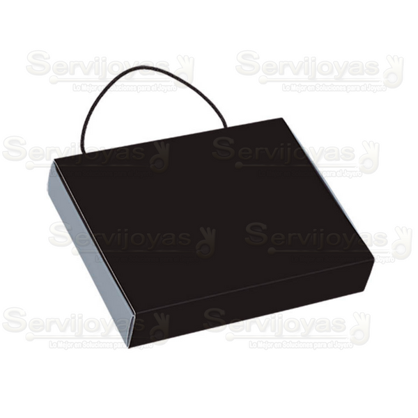 Caja Paris Grande Negro con Plata Medidas: 16.5x13x3cm 1182.SL