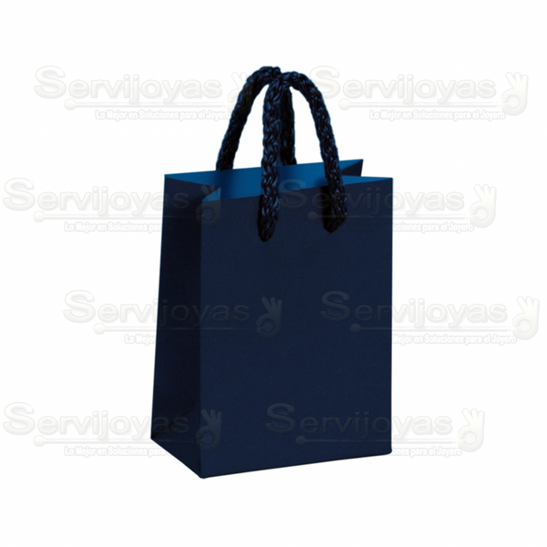 Bolsa De Papel Mate Mini Con Listón Azul Medidas: 6x3.5x8cm 2800.BL