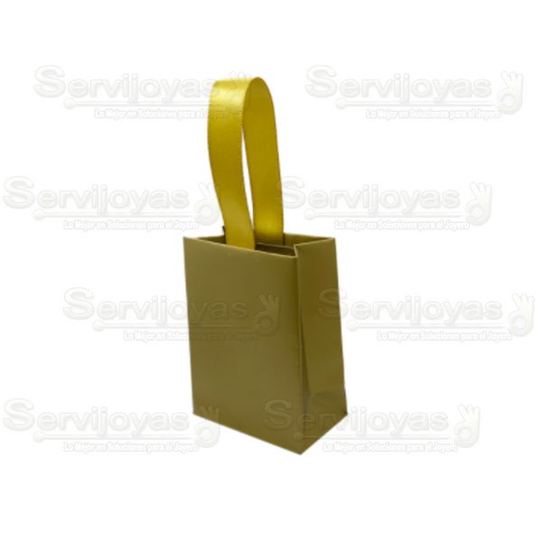 Bolsa De Papel Mate Mini Con Listón Dorado Medidas: 6x3.5x8cm 2810.GD