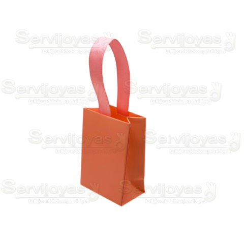 Bolsa De Papel Mate Mini Con Listón Coral (paq. 10pzas) 2810.CO