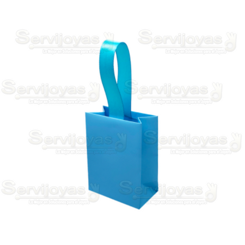 Bolsa De Papel Mate Mini Con Listón Azul Claro (paq. 10pzas) 2810.LB