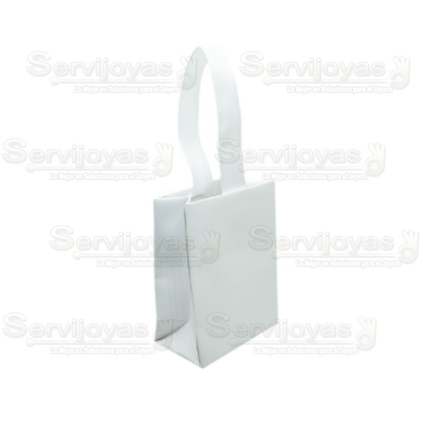 Bolsa De Papel Mate Mini Con Listón Blanco Medidas: 6x3.5x8cm 2810.WH