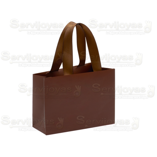 Bolsa De Papel Mate Chica Con Listón Café Medidas: 12x5x9cm 2811.BR