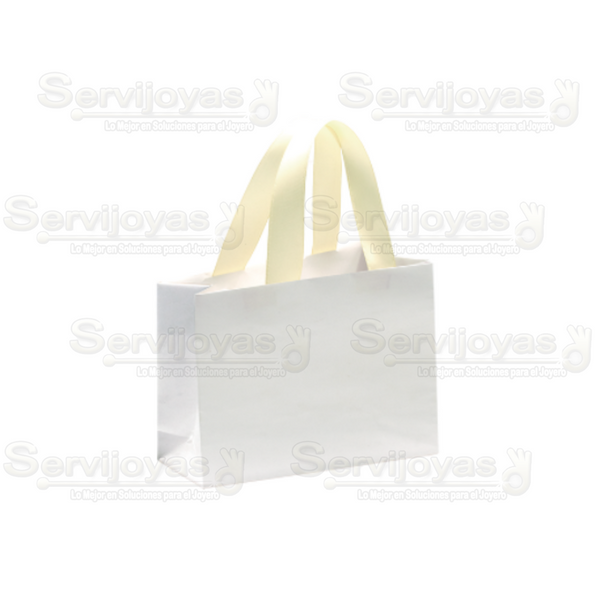 Bolsa De Papel Mate Chica Con Listón Blanco Medidas: 12x5x9cm 2811.WH