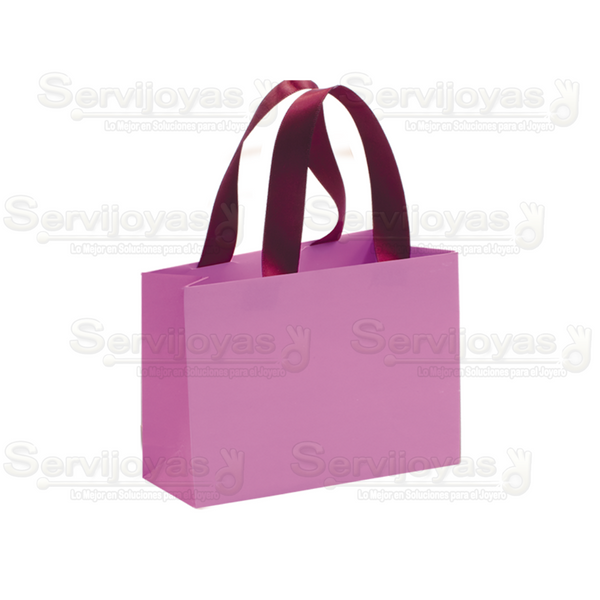 Bolsa De Papel Mate Chica Con Listón Lila Medidas: 12x5x9cm 2811.VT