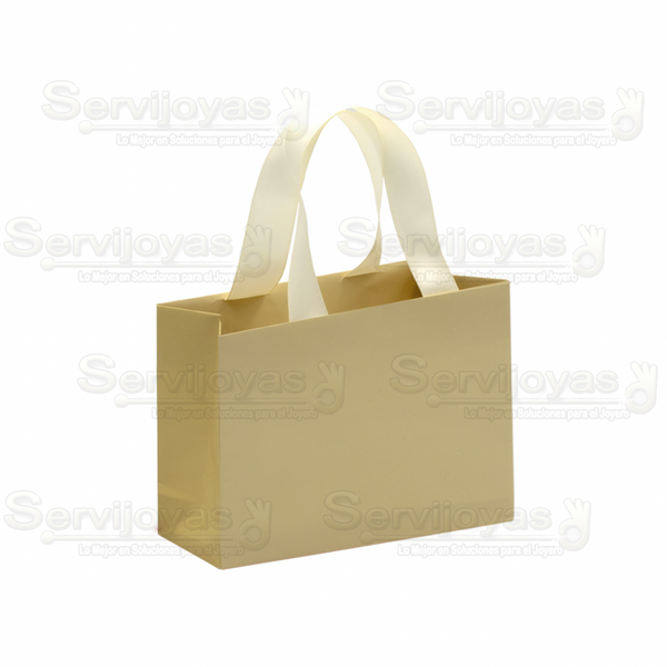 Bolsa De Papel Mate Chica Con Listón Dorado Medidas: 12x5x9cm 2811.GD
