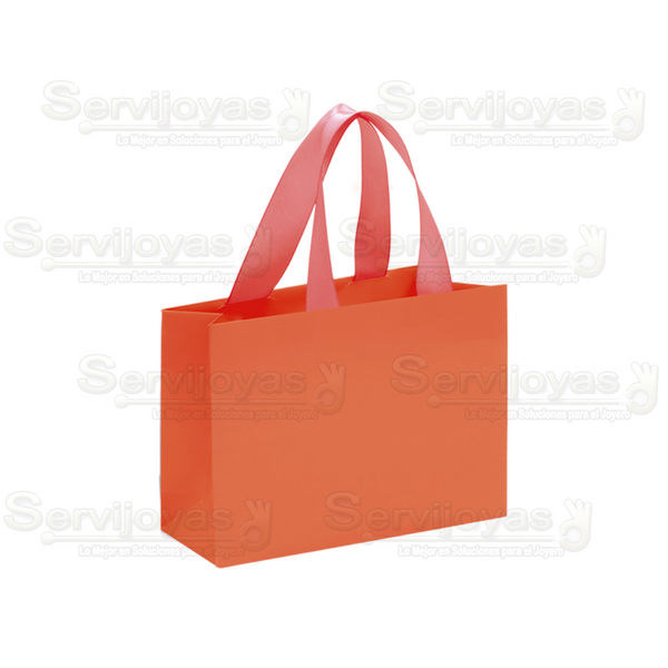 Bolsa De Papel Mate Chica Con Listón Coral Medidas: 12x5x9cm 2811.CO