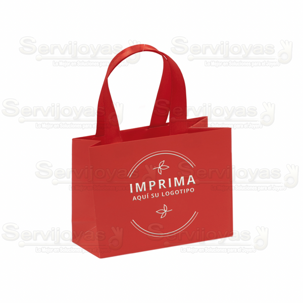 Bolsa De Papel Mate Chica Con Listón Rojo Medidas: 12x5x9cm 2811.RD